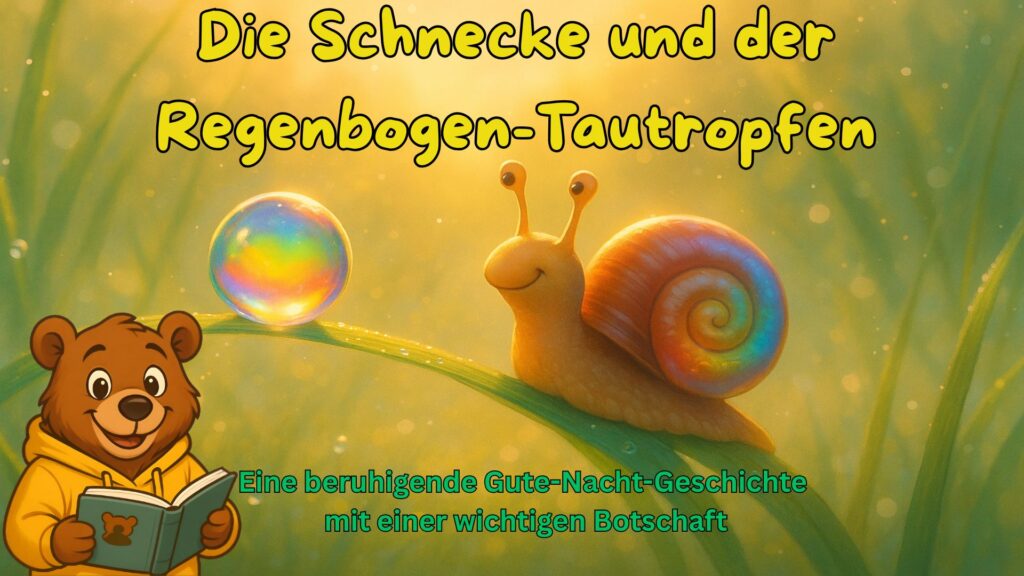 Die Schnecke und der Regenbogen-Tautropfen